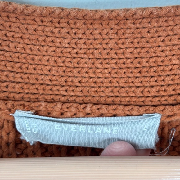 Everlane Texture Cotton Crop Cardigan L Cider Orange Chunky Ribbed Boxy Minimal - Picture 7 of 13